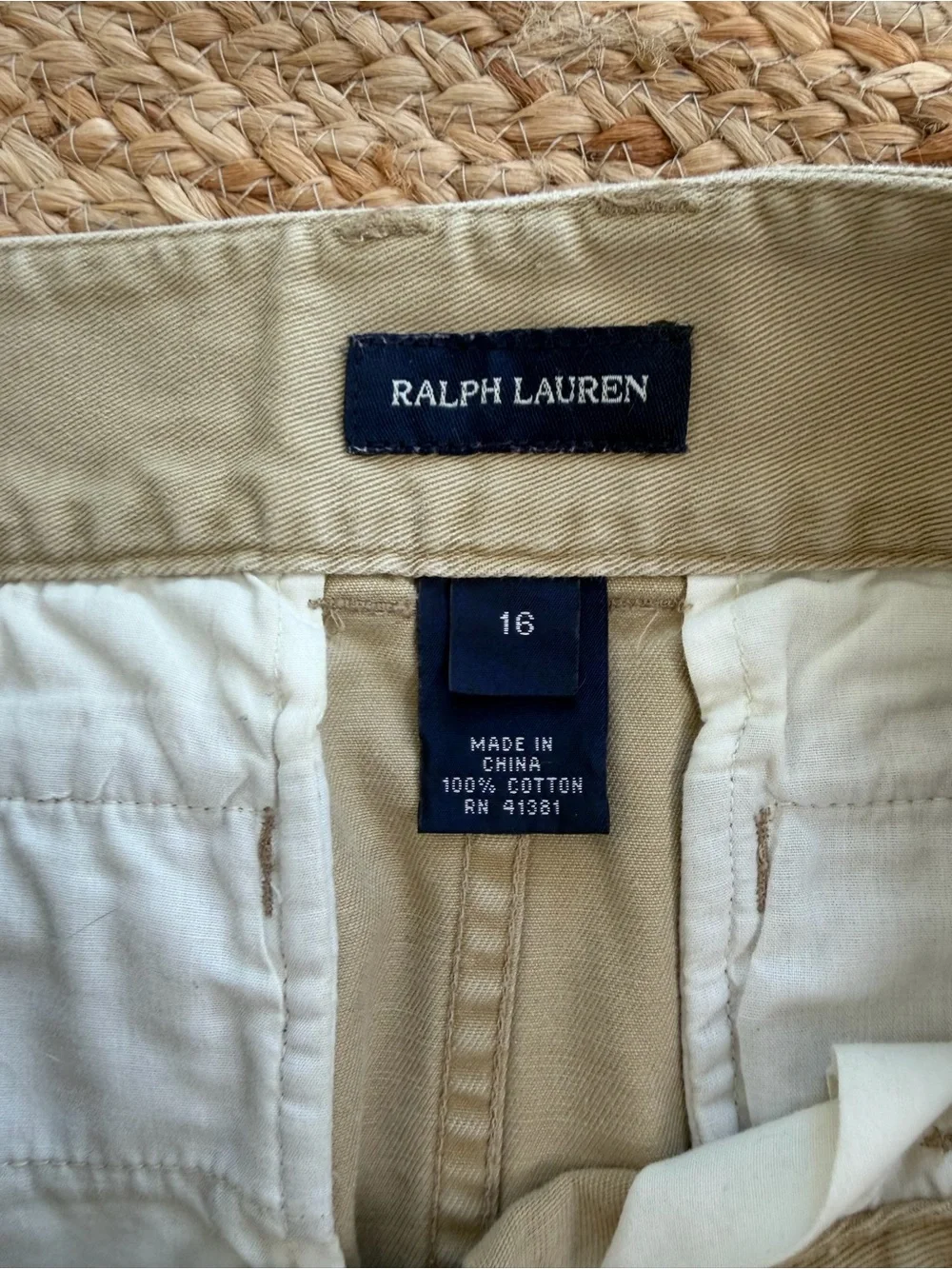 Girls size 16 Ralph Lauren vintage patchwork khaki miniskirt- rare find
